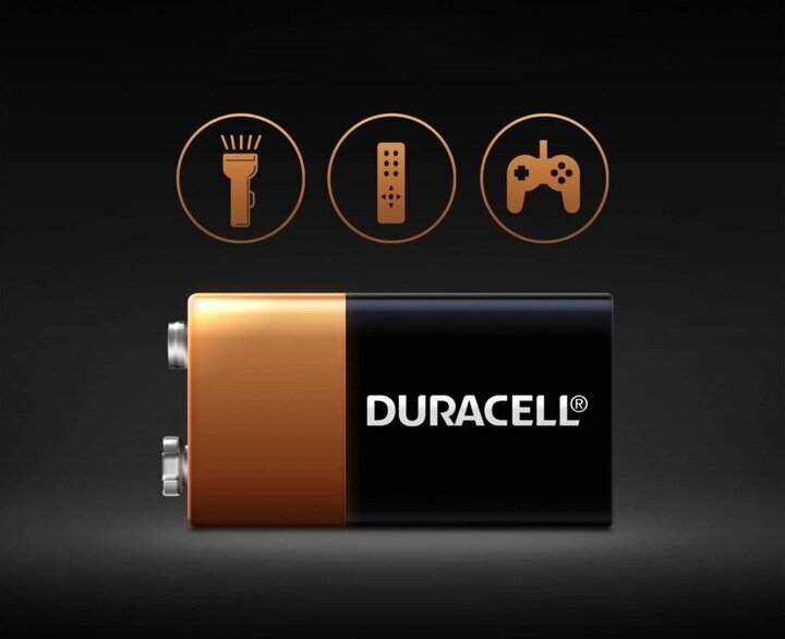 Duracell 9V sārma baterija (6F22) 1 gab. cena un informācija | Baterijas | 220.lv