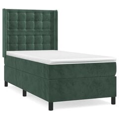 vidaXL atsperu gulta ar matraci, tumši zaļš samts, 80x200 cm cena un informācija | Gultas | 220.lv