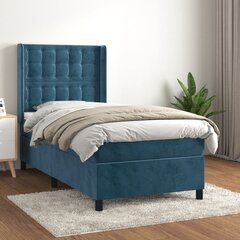 vidaXL atsperu gulta ar matraci, tumši zils samts, 80x200 cm цена и информация | Кровати | 220.lv