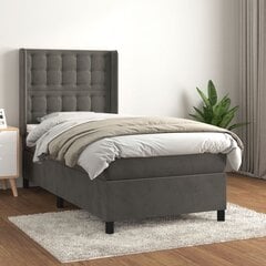 vidaXL atsperu gulta ar matraci, tumši pelēks samts, 90x190 cm цена и информация | Кровати | 220.lv