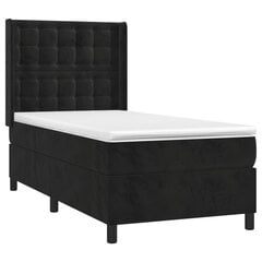 vidaXL atsperu gulta ar matraci, melns samts, 90x190 cm cena un informācija | Gultas | 220.lv