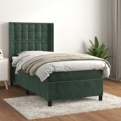 vidaXL atsperu gulta ar matraci, tumši zaļš samts, 100x200 cm цена и информация | Кровати | 220.lv