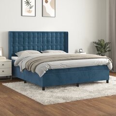 vidaXL atsperu gulta ar matraci, tumši zils samts, 180x200 cm cena un informācija | Gultas | 220.lv