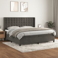vidaXL atsperu gulta ar matraci, tumši pelēks samts, 200x200 cm цена и информация | Кровати | 220.lv