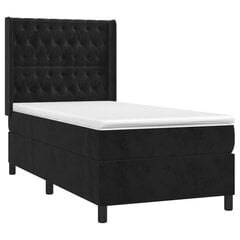 vidaXL atsperu gulta ar matraci, melns samts, 80x200 cm цена и информация | Кровати | 220.lv