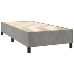 vidaXL atsperu gulta ar matraci, gaiši pelēks samts, 90x190 cm cena un informācija | Gultas | 220.lv