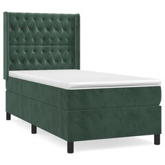 vidaXL atsperu gulta ar matraci, tumši zaļš samts, 90x200 cm цена и информация | Кровати | 220.lv