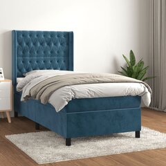 vidaXL atsperu gulta ar matraci, tumši zils samts, 90x200 cm cena un informācija | Gultas | 220.lv