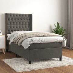 vidaXL atsperu gulta ar matraci, tumši pelēks samts, 100x200 cm cena un informācija | Gultas | 220.lv