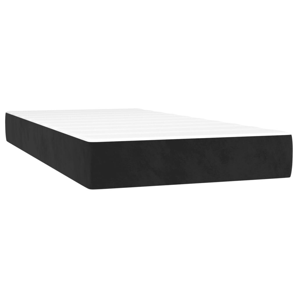 vidaXL atsperu gulta ar matraci, melns samts, 100x200 cm цена и информация | Gultas | 220.lv