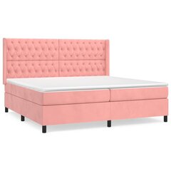 vidaXL atsperu gulta ar matraci, rozā samts, 200x200 cm цена и информация | Кровати | 220.lv