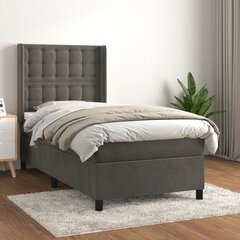 vidaXL atsperu gulta ar matraci, tumši pelēks samts, 80x200 cm цена и информация | Кровати | 220.lv