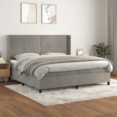 vidaXL atsperu gulta ar matraci, gaiši pelēks samts, 200x200 cm цена и информация | Кровати | 220.lv