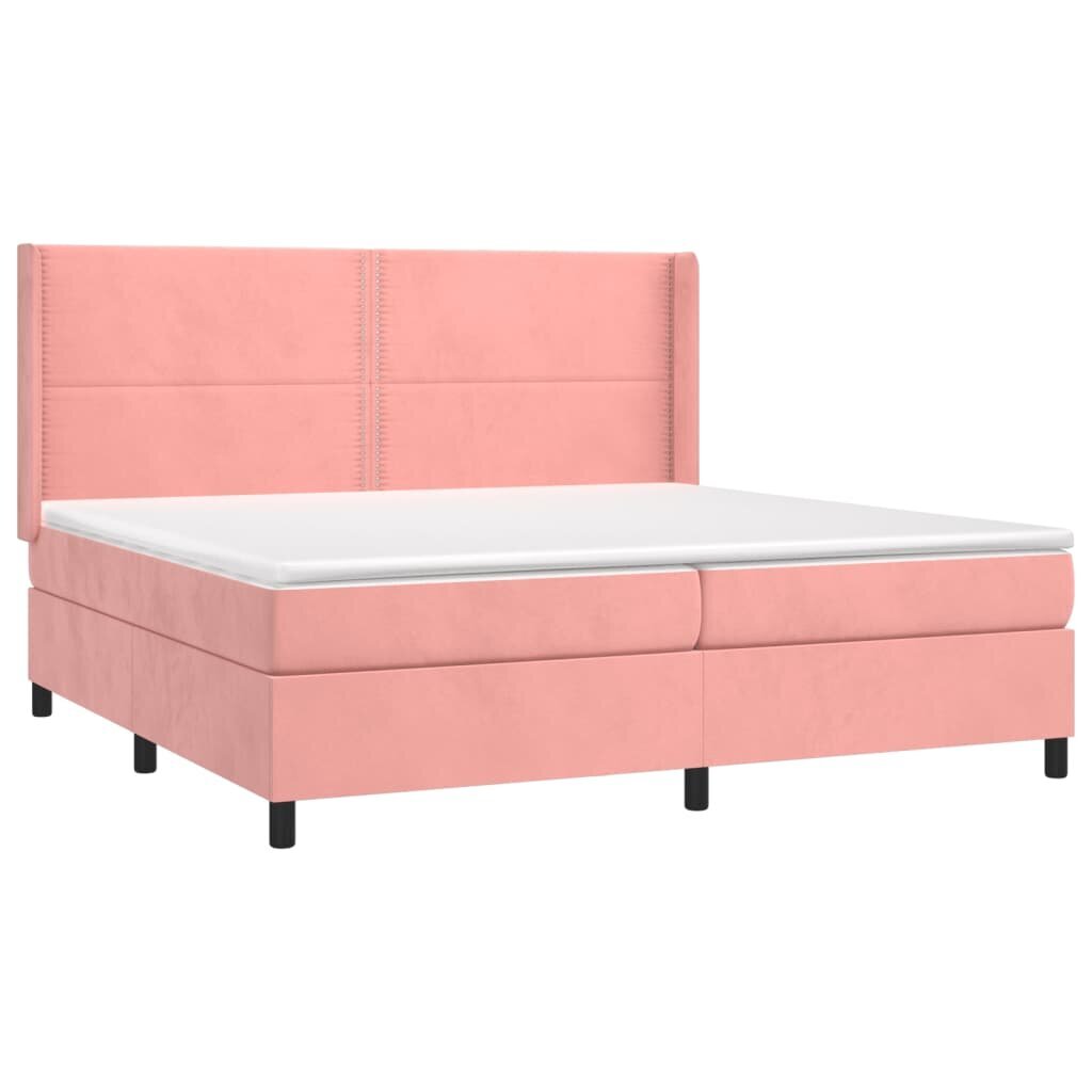 vidaXL atsperu gulta ar matraci, rozā samts, 200x200 cm cena un informācija | Gultas | 220.lv
