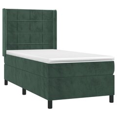 vidaXL atsperu gulta ar matraci, tumši zaļš samts, 90x190 cm цена и информация | Кровати | 220.lv