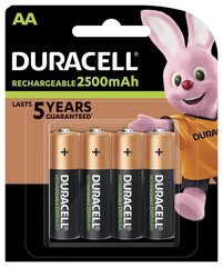 Duracell Rechargeable Accu Stay Charged 2500mAh HR6 AA (LR6), 4 gab. cena un informācija | Baterijas | 220.lv