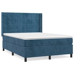 vidaXL atsperu gulta ar matraci, tumši zils samts, 140x190 cm cena un informācija | Gultas | 220.lv