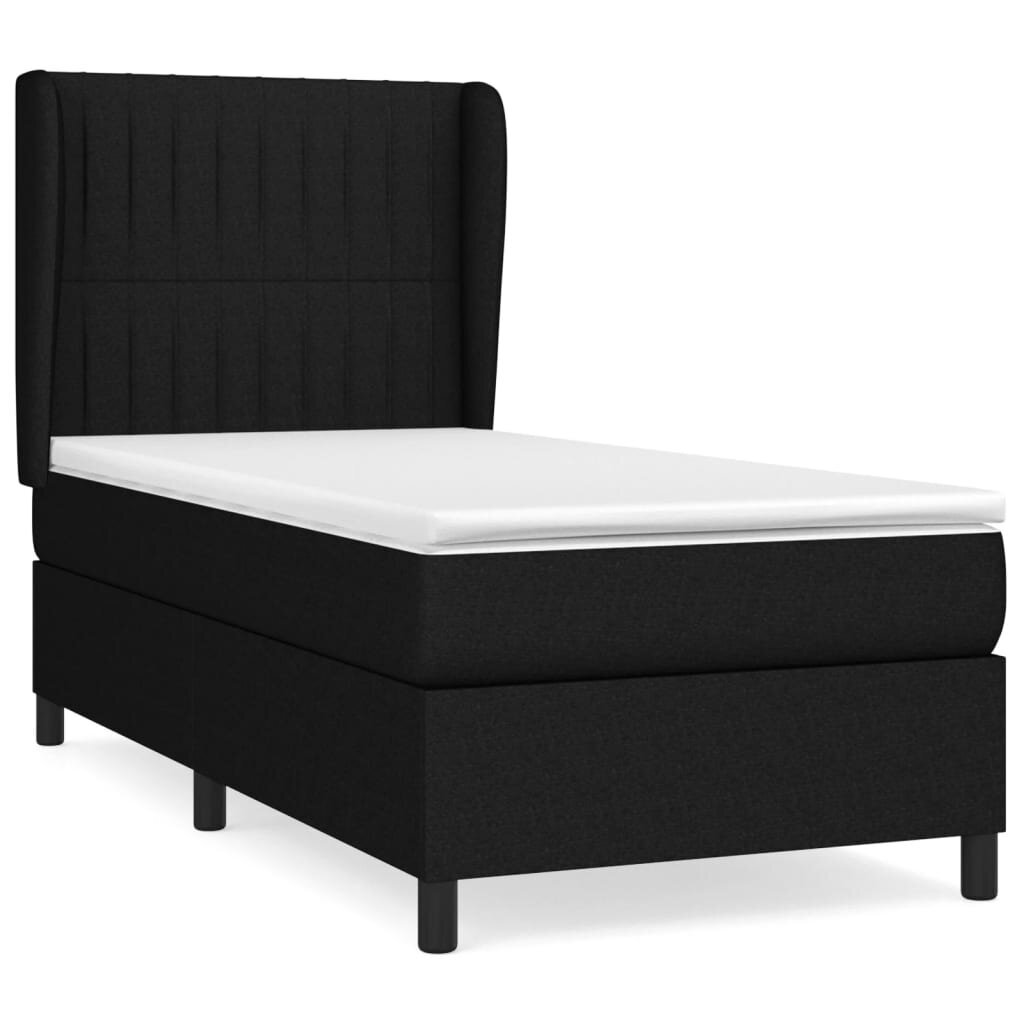 Atsperu gultas rāmis ar matraci vidaXL, 80x200 cm, melns цена и информация | Gultas | 220.lv