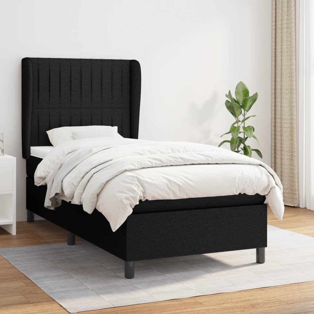 Atsperu gultas rāmis ar matraci vidaXL, 80x200 cm, melns цена и информация | Gultas | 220.lv