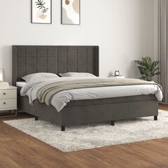 vidaXL atsperu gulta ar matraci, tumši pelēks samts, 180x200 cm cena un informācija | Gultas | 220.lv