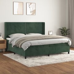 vidaXL atsperu gulta ar matraci, tumši zaļš samts, 200x200 cm цена и информация | Кровати | 220.lv