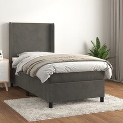 vidaXL atsperu gulta ar matraci, tumši pelēks samts, 80x200 cm cena un informācija | Gultas | 220.lv