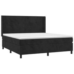 vidaXL atsperu gulta ar matraci, melns samts, 180x200 cm cena un informācija | Gultas | 220.lv