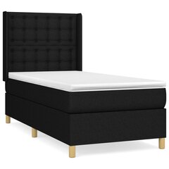 vidaXL atsperu gultas rāmis ar matraci, melna, 80x200 cm, audums cena un informācija | Gultas | 220.lv