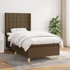 vidaXL atsperu gultas rāmis ar matraci, tumši brūna, 80x200 cm, audums cena un informācija | Gultas | 220.lv