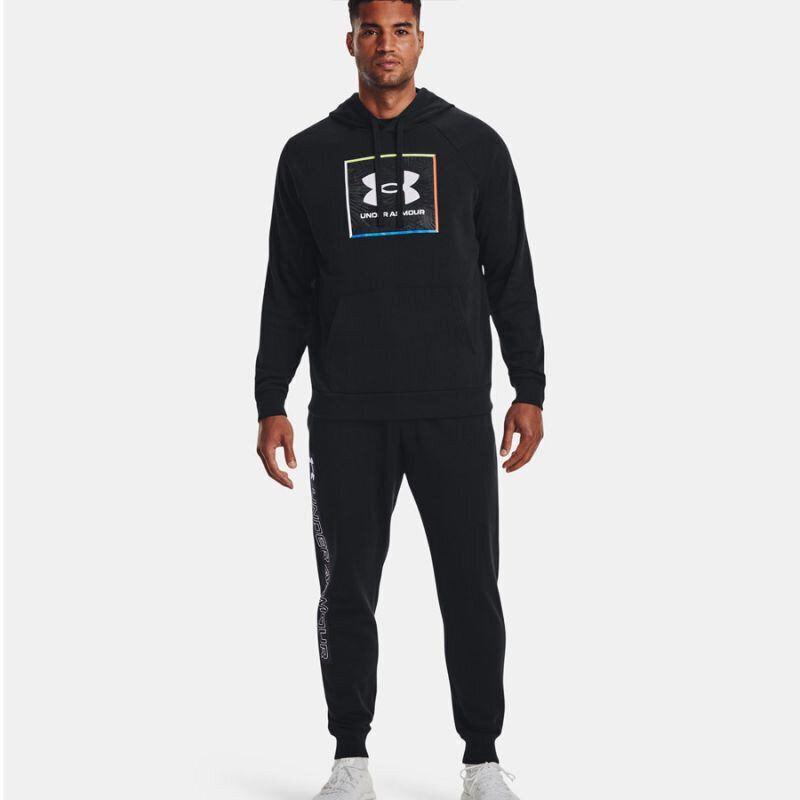 Džemperis vīriešiem Under Armor Rival Flc Graphic Hoodie M 1370349 001, melns цена и информация | Vīriešu jakas | 220.lv