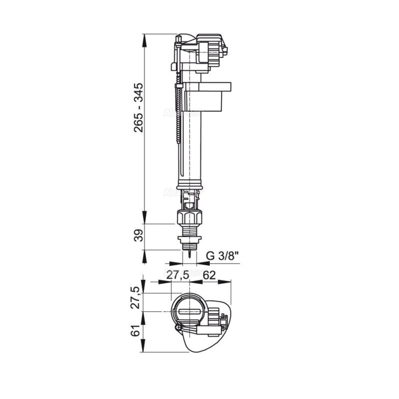 Ūdens uzpildes mehānisms Alcaplast A17, apakšā, 3/8 цена и информация | Piederumi tualetes podiem un bidē | 220.lv