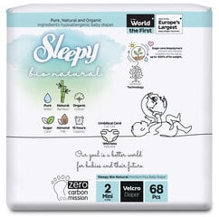 Подгузники Sleepy, Bio Natural, 3-6 кг, 68 штук цена и информация | Подгузники | 220.lv