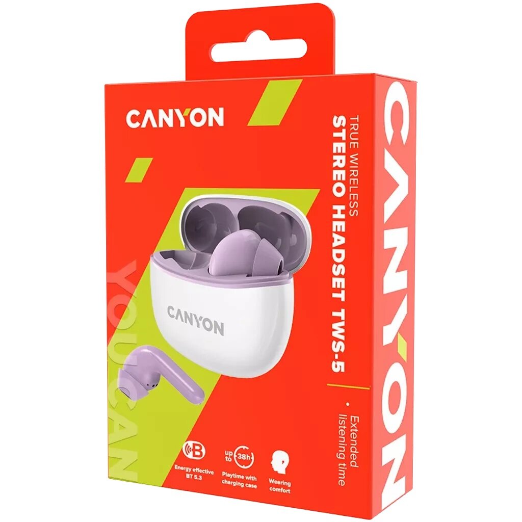 Canyon TWS-5 Lilac CNS-TWS5PU cena un informācija | Austiņas | 220.lv