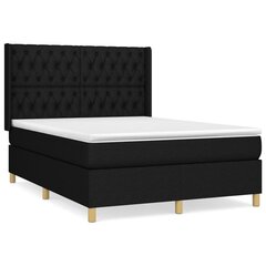 vidaXL atsperu gulta ar matraci, melns audums, 140x190 cm cena un informācija | Gultas | 220.lv