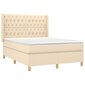 vidaXL atsperu gulta ar matraci, krēmkrāsas audums, 140x190 cm цена и информация | Gultas | 220.lv