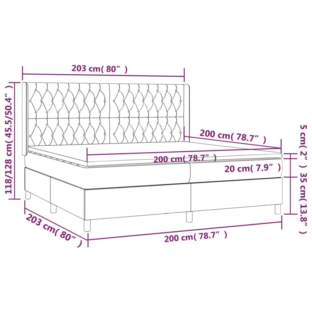 vidaXL atsperu gultas rāmis ar matraci, tumši brūna, 200x200cm, audums цена и информация | Gultas | 220.lv