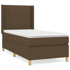 vidaXL atsperu gulta ar matraci, tumši brūna, 90x190 cm, audums cena un informācija | Gultas | 220.lv
