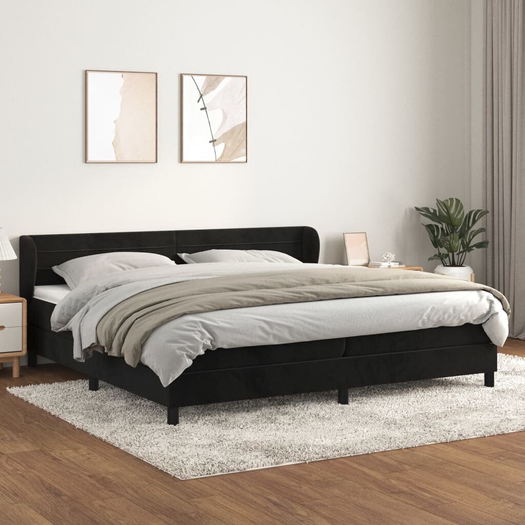 Atsperu gultas rāmis ar matraci vidaXL, 200x200 cm, melns цена и информация | Gultas | 220.lv