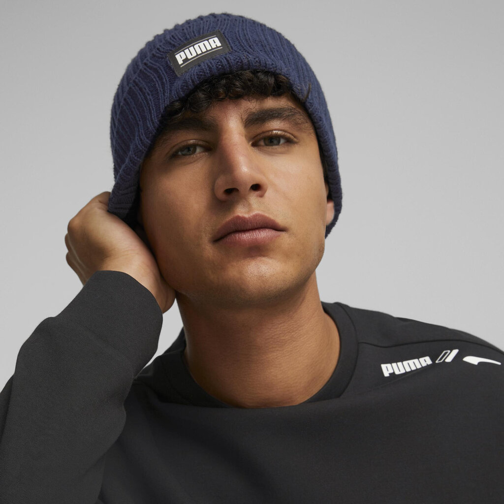 Puma Cepures Ribbed Classic Cuff Beanie Blue 024038 02 024038 02 цена и информация | Vīriešu cepures, šalles, cimdi | 220.lv