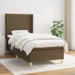 vidaXL atsperu gultas rāmis ar matraci, tumši brūna, 100x200cm, audums цена и информация | Кровати | 220.lv