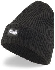 Шапка Puma Ribbed Classic Cuff Beanie Black 024038 01 024038 01 цена и информация | Мужские шарфы, шапки, перчатки | 220.lv