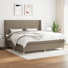 vidaXL atsperu gultas rāmis ar matraci, pelēkbrūna, 200x200 cm, audums cena un informācija | Gultas | 220.lv