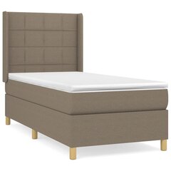 vidaXL atsperu gultas rāmis ar matraci, pelēkbrūna, 90x200 cm, audums cena un informācija | Gultas | 220.lv