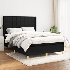 vidaXL atsperu gulta ar matraci, melns audums, 140x190 cm cena un informācija | Gultas | 220.lv