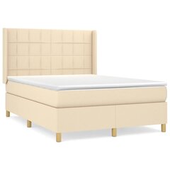 vidaXL atsperu gulta ar matraci, krēmkrāsas audums, 140x190 cm cena un informācija | Gultas | 220.lv