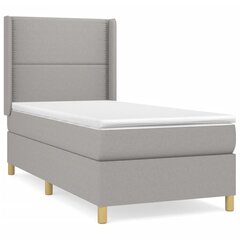 vidaXL atsperu gulta ar matraci, gaiši pelēks, 90x200 cm, audums цена и информация | Кровати | 220.lv