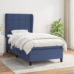 Atsperu gultas rāmis ar matraci vidaXL, 100x200 cm, zils cena un informācija | Gultas | 220.lv