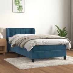 Atsperu gultas rāmis ar matraci vidaXL, 100x200 cm, tumši zils cena un informācija | Gultas | 220.lv
