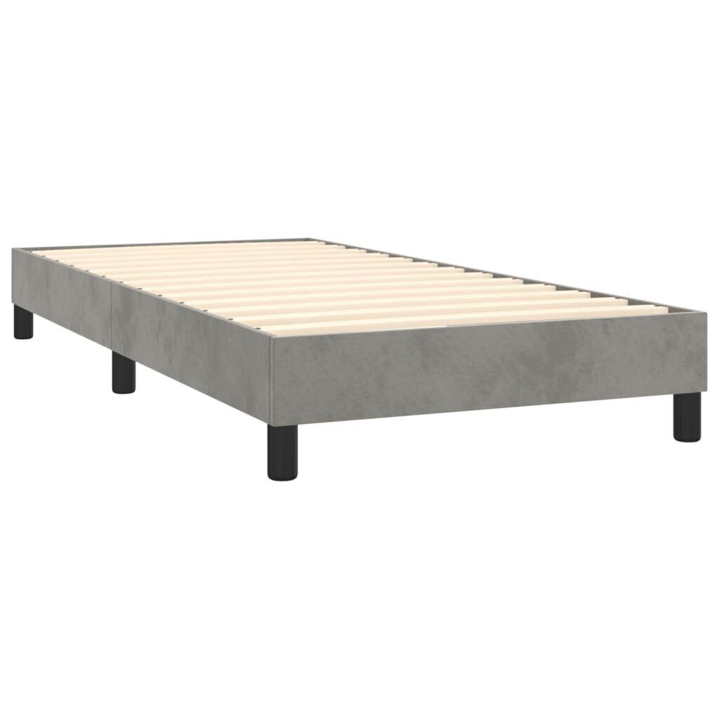 Atsperu gultas rāmis ar matraci vidaXL, 100x200 cm, gaiši pelēks цена и информация | Gultas | 220.lv