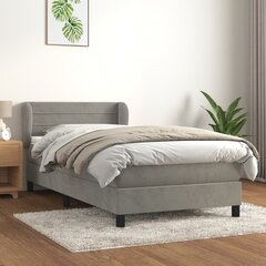 Atsperu gultas rāmis ar matraci vidaXL, 100x200 cm, gaiši pelēks cena un informācija | Gultas | 220.lv